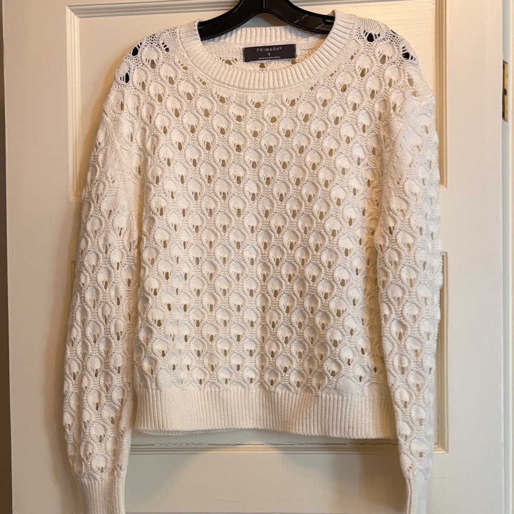 Primark‎  Open Weave Knit Sweater White Size S